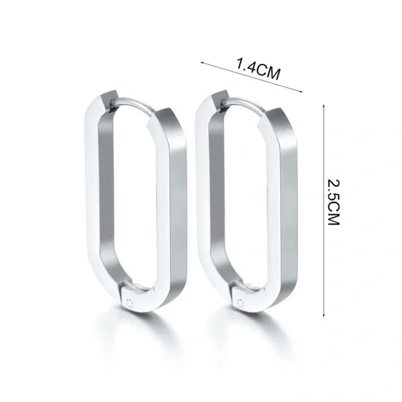 Modern Silver Hoop Earrings - Picture 3 of 3